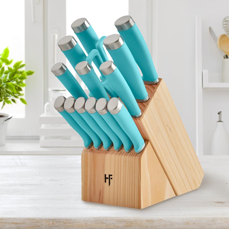 Hampton Forge Epicure True Aqua Knife Block Set, 15 Piece - Image 4